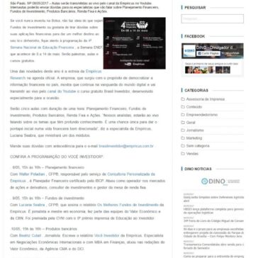 Curso Brasil Investidor estará disponível na 4ª Semana Nacional de Educação Financeira – Blog do Dino